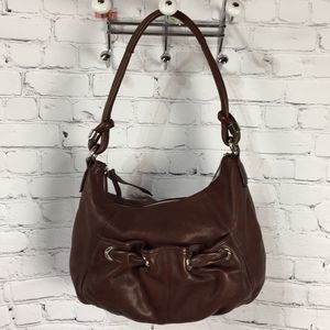 b. Makowsky Chocolate Brown Soft Leather Shoulder Bag Purse